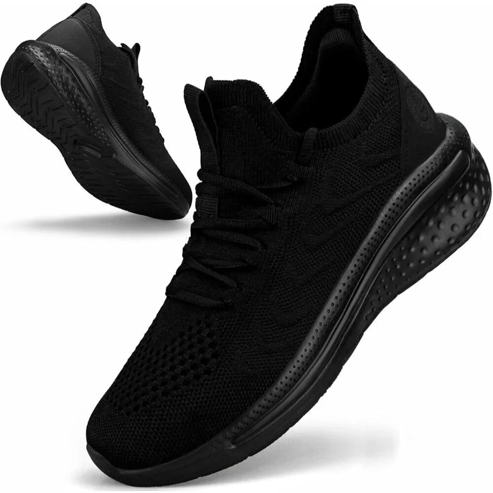Women's All Black Non Slip Lightweight Breathable Soft Running Mesh Sneakers